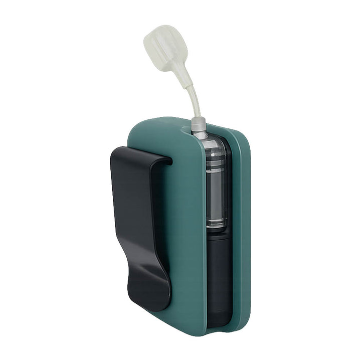 Teal Mist Mobi Clip standing straight up showing metal clip on back. 