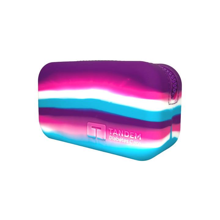 Aqua Tandem Protective Travel Case with Tandem Diabetes Care logo on a white background