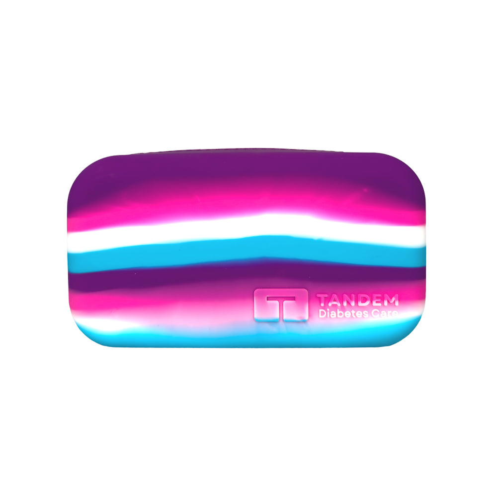 Aqua Tandem Protective Travel Case with Tandem Diabetes Care logo on a white background