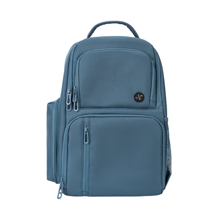 Steel Blue Travel Backpack designed for longer trips; this extra-large backpack offers ample space for all your diabetes supplies.