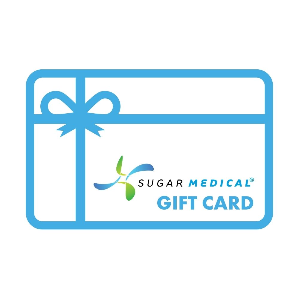 Sugar Medical Electronic Gift Card available for purchase in $25, $50, or $100 denominations for use at sugarmedical.com  