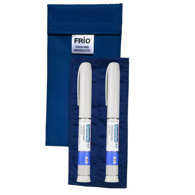 Frio Duo Insulin Pen Cooling Case Blue with insulin pens 