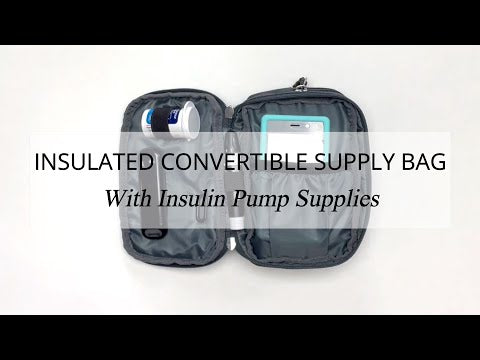 Sugar Medical Diabetes Insulated Convertible Bag in Grey insulin pump supply set up video. 
