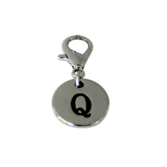 Personalize your diabetes supply case with a silver letter Q charm.