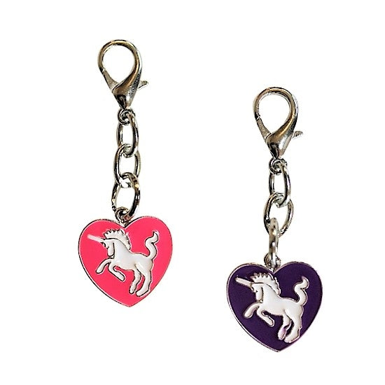 Pink and purple unicorn charm to clip on your diabetic supply case.